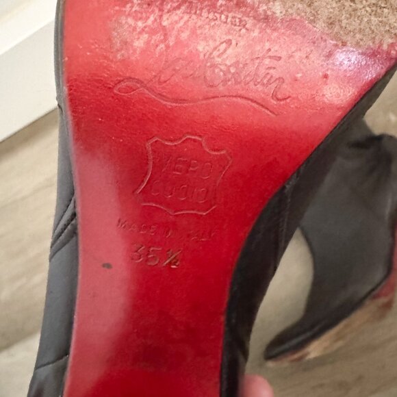 Louboutin Black Leather Knee High Heeled Boots EU 35.5 - Picture 4 of 6